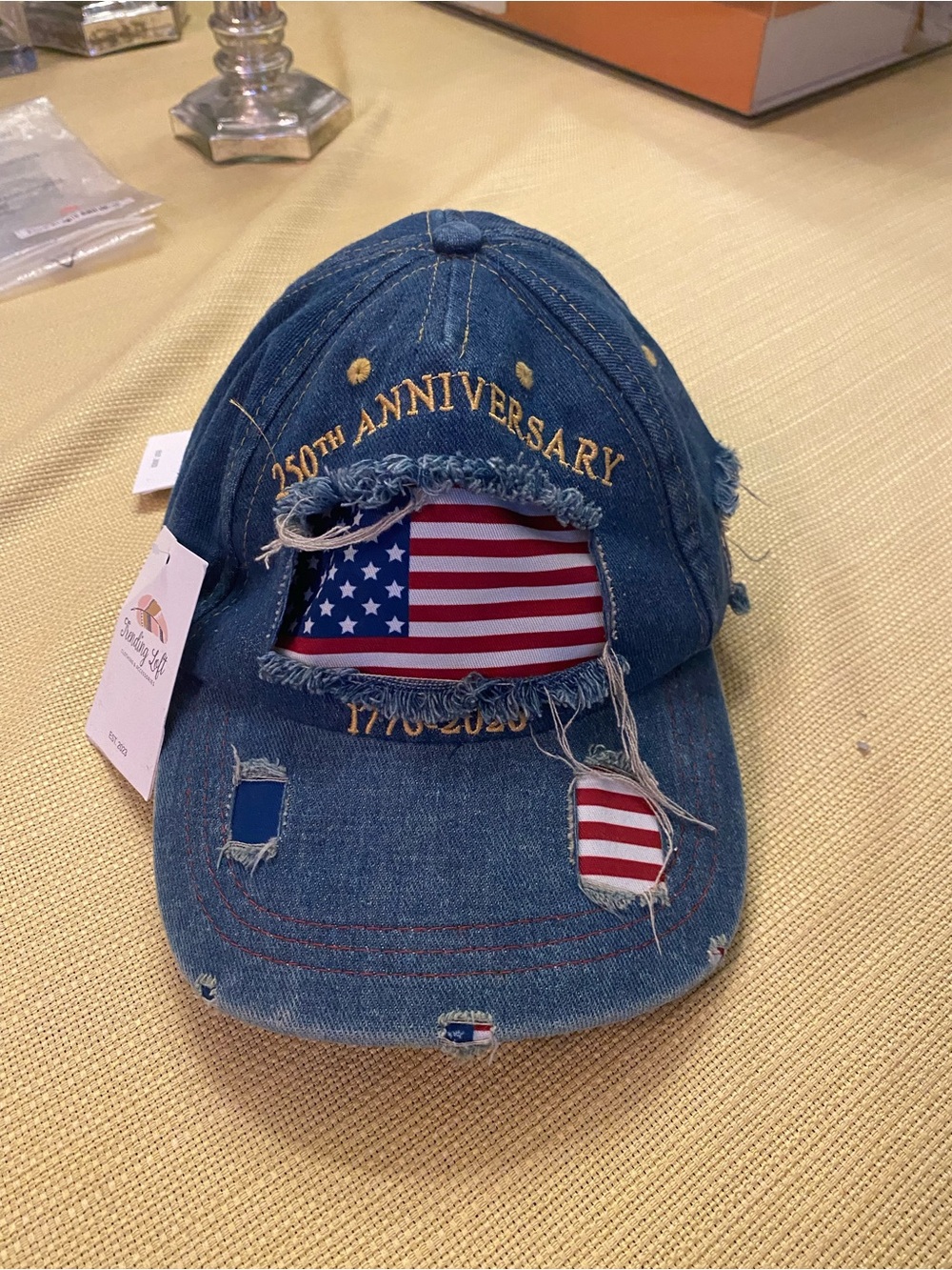 Patriotic Distressed Denim Baseball Cap - American Flag